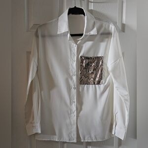 CBR Semi Sheer Button Down Blouse